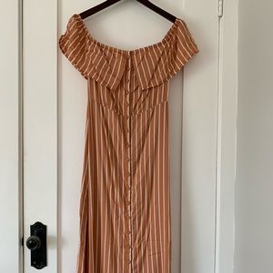 Amuse Society Burnt Orange Striped Midi Dress